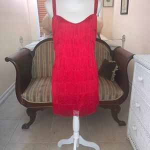 Elegant Red Fringe Dress